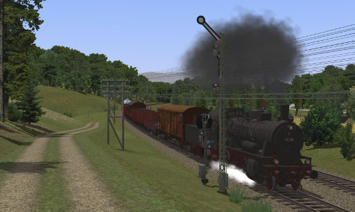 Güterzug auf der (virtuellen) Spessartrampe